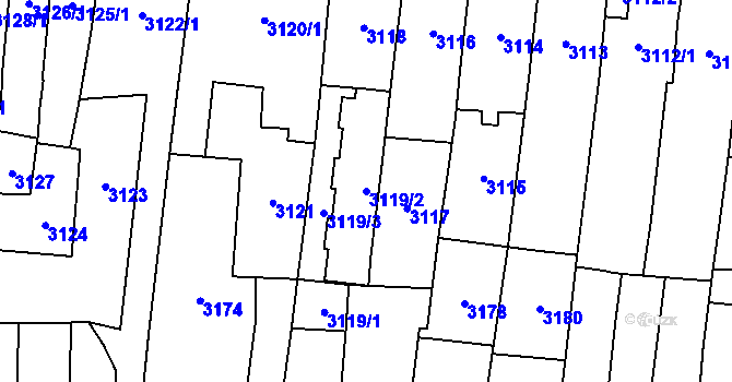 Parcela st. 3119/2 v KÚ Židenice, Katastrální mapa