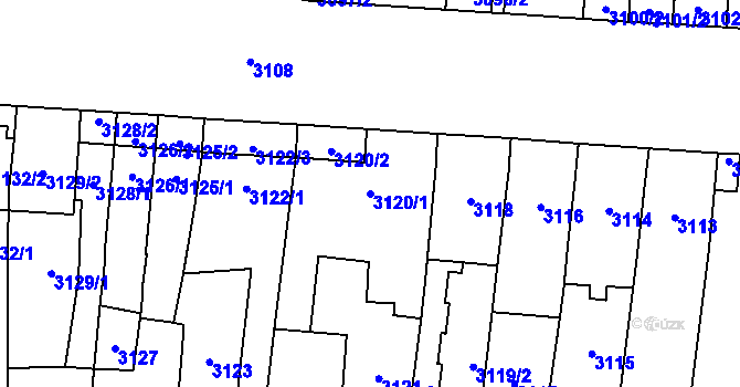 Parcela st. 3120/1 v KÚ Židenice, Katastrální mapa