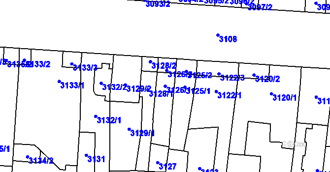 Parcela st. 3126/1 v KÚ Židenice, Katastrální mapa