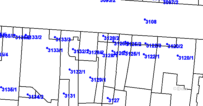 Parcela st. 3128/1 v KÚ Židenice, Katastrální mapa