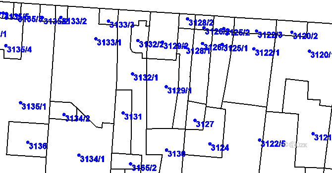 Parcela st. 3129/1 v KÚ Židenice, Katastrální mapa