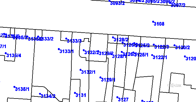 Parcela st. 3129/2 v KÚ Židenice, Katastrální mapa