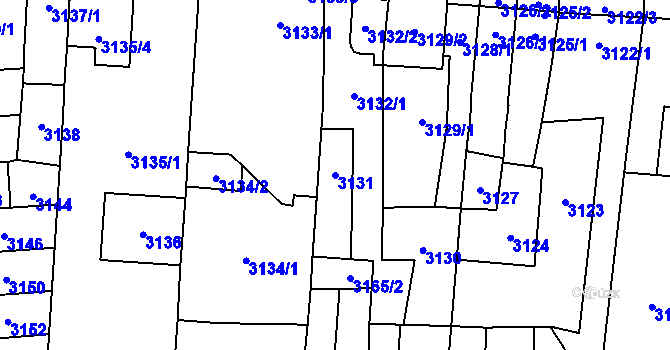 Parcela st. 3131 v KÚ Židenice, Katastrální mapa