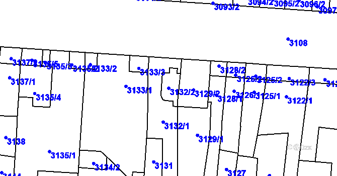 Parcela st. 3132/2 v KÚ Židenice, Katastrální mapa