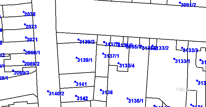 Parcela st. 3137/1 v KÚ Židenice, Katastrální mapa