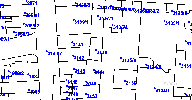 Parcela st. 3138 v KÚ Židenice, Katastrální mapa