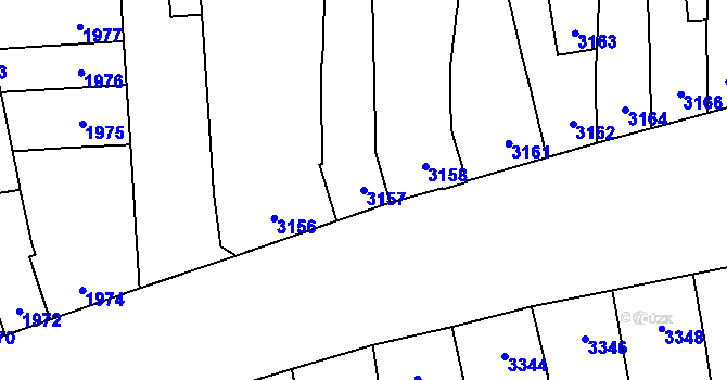 Parcela st. 3157 v KÚ Židenice, Katastrální mapa
