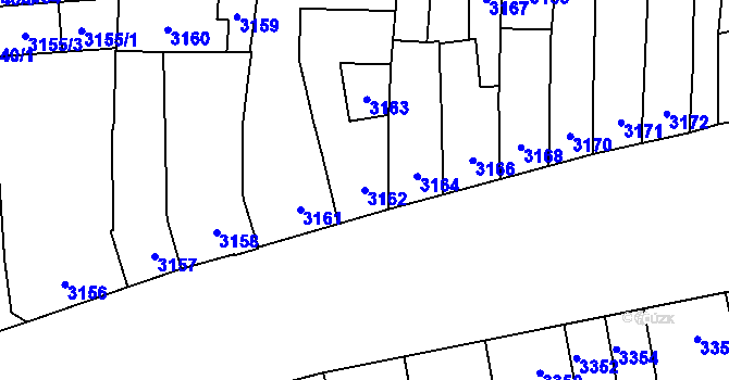 Parcela st. 3162 v KÚ Židenice, Katastrální mapa