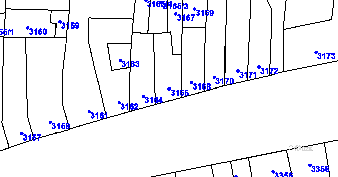 Parcela st. 3166 v KÚ Židenice, Katastrální mapa