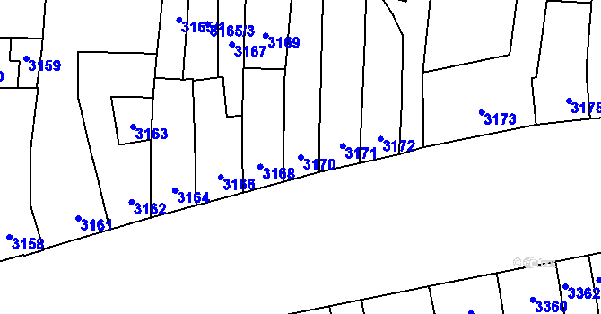 Parcela st. 3170 v KÚ Židenice, Katastrální mapa