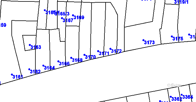Parcela st. 3171 v KÚ Židenice, Katastrální mapa