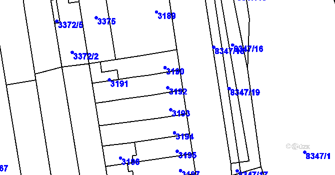 Parcela st. 3192 v KÚ Židenice, Katastrální mapa
