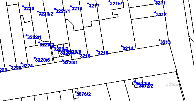 Parcela st. 3216 v KÚ Židenice, Katastrální mapa