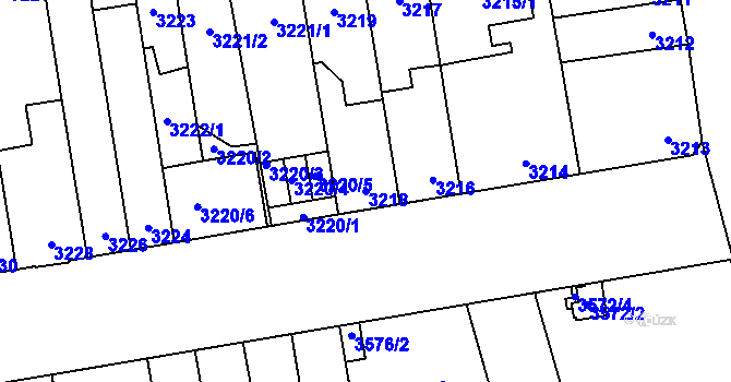 Parcela st. 3218 v KÚ Židenice, Katastrální mapa