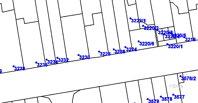 Parcela st. 3228 v KÚ Židenice, Katastrální mapa