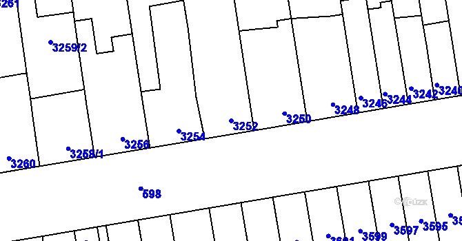 Parcela st. 3252 v KÚ Židenice, Katastrální mapa