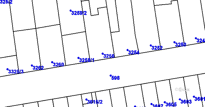 Parcela st. 3256 v KÚ Židenice, Katastrální mapa