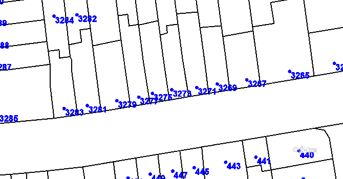 Parcela st. 3273 v KÚ Židenice, Katastrální mapa