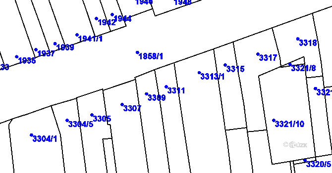 Parcela st. 3311 v KÚ Židenice, Katastrální mapa