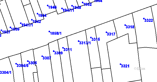 Parcela st. 3313/1 v KÚ Židenice, Katastrální mapa