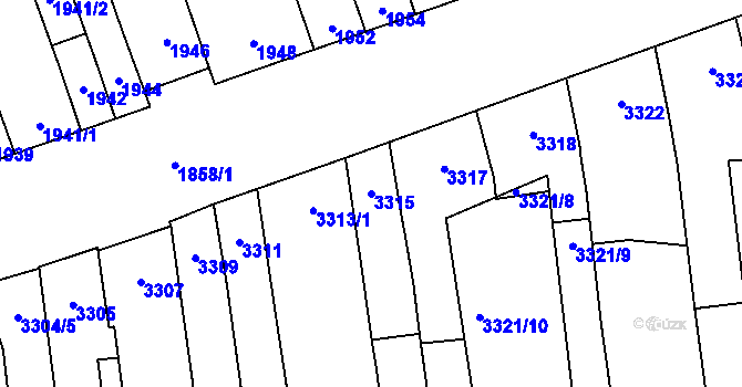 Parcela st. 3315 v KÚ Židenice, Katastrální mapa