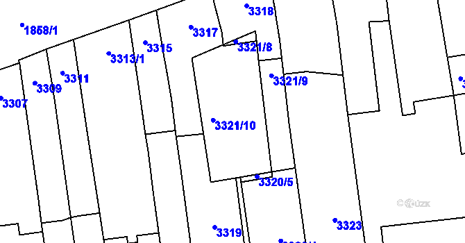 Parcela st. 3321 v KÚ Židenice, Katastrální mapa