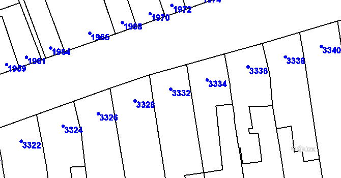 Parcela st. 3332 v KÚ Židenice, Katastrální mapa