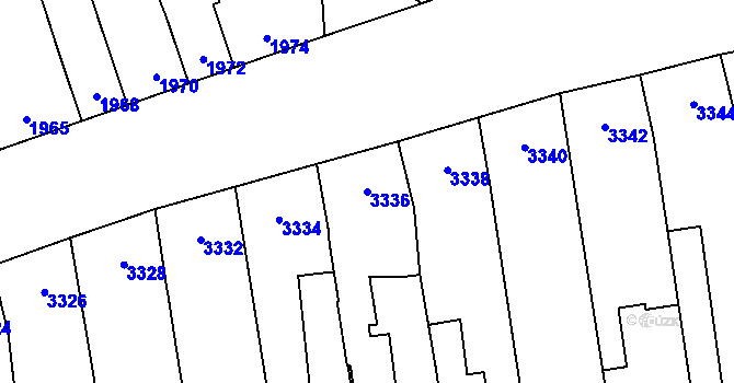 Parcela st. 3336 v KÚ Židenice, Katastrální mapa