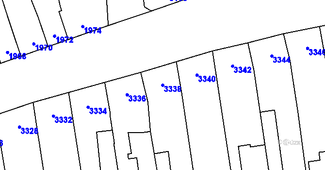 Parcela st. 3338 v KÚ Židenice, Katastrální mapa
