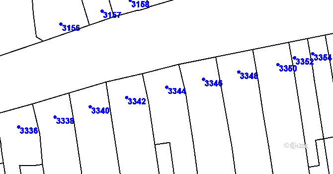 Parcela st. 3344 v KÚ Židenice, Katastrální mapa