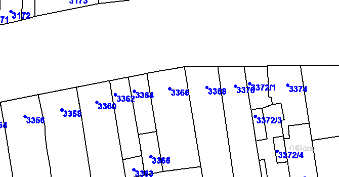 Parcela st. 3366 v KÚ Židenice, Katastrální mapa