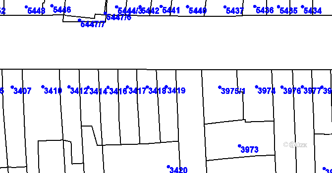 Parcela st. 3419 v KÚ Židenice, Katastrální mapa