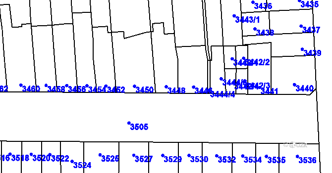 Parcela st. 3448 v KÚ Židenice, Katastrální mapa