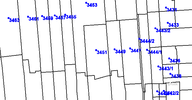 Parcela st. 3451 v KÚ Židenice, Katastrální mapa