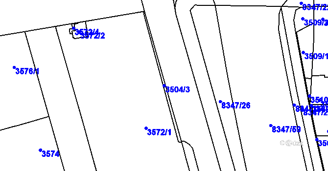 Parcela st. 3504/3 v KÚ Židenice, Katastrální mapa