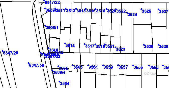 Parcela st. 3517 v KÚ Židenice, Katastrální mapa