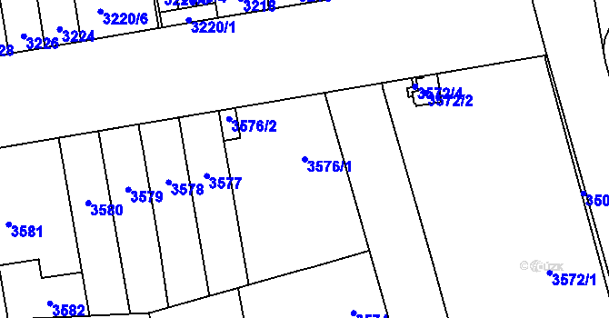 Parcela st. 3576/1 v KÚ Židenice, Katastrální mapa