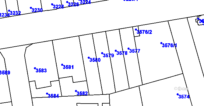 Parcela st. 3579 v KÚ Židenice, Katastrální mapa