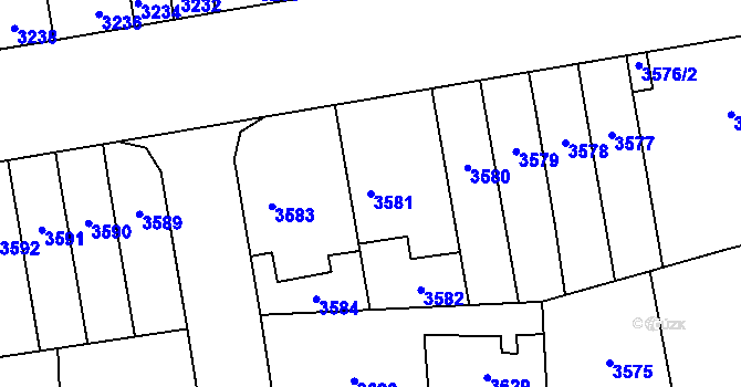 Parcela st. 3581 v KÚ Židenice, Katastrální mapa