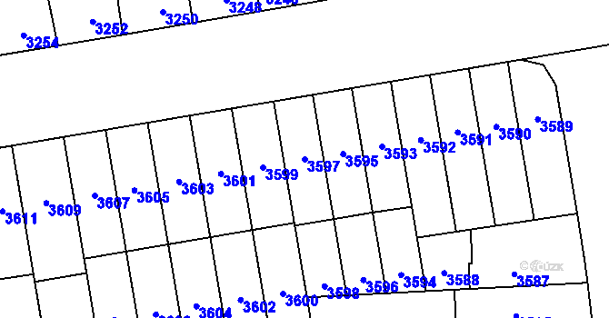 Parcela st. 3597 v KÚ Židenice, Katastrální mapa