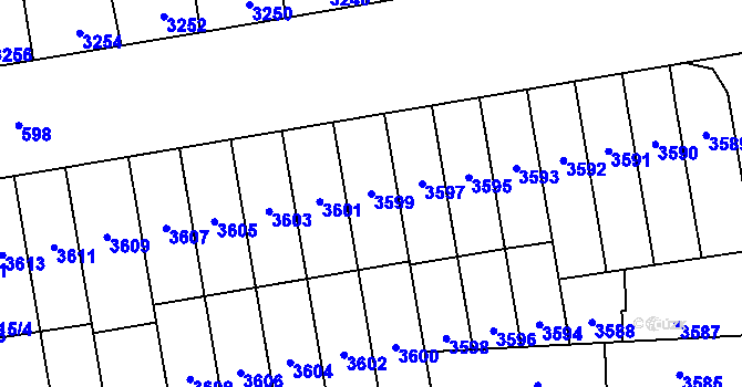 Parcela st. 3599 v KÚ Židenice, Katastrální mapa