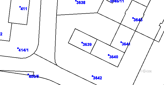 Parcela st. 3639 v KÚ Židenice, Katastrální mapa