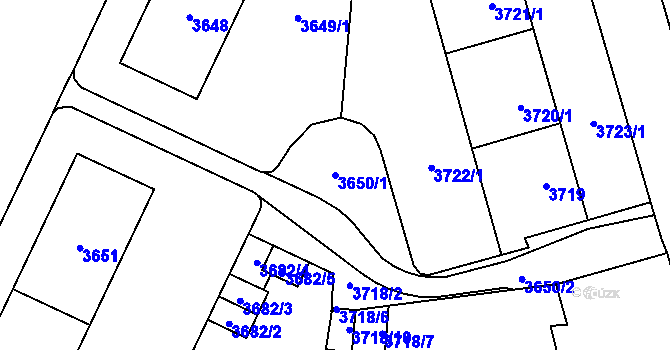 Parcela st. 3650/1 v KÚ Židenice, Katastrální mapa