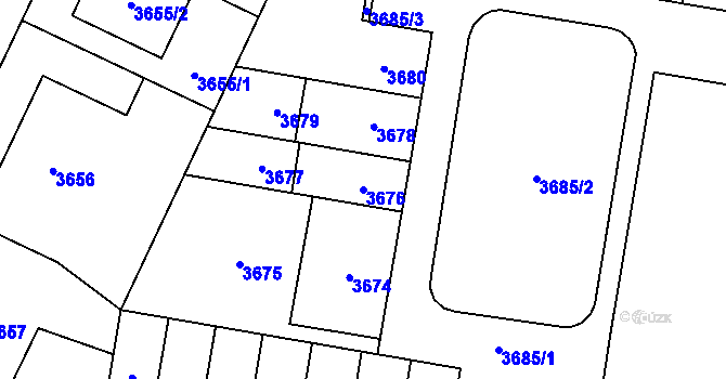 Parcela st. 3676 v KÚ Židenice, Katastrální mapa