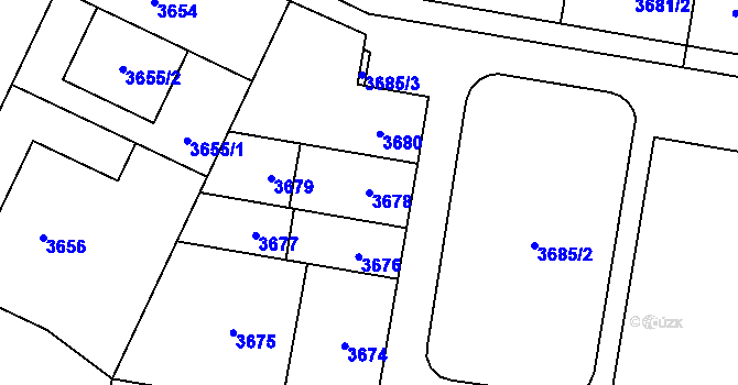 Parcela st. 3678 v KÚ Židenice, Katastrální mapa