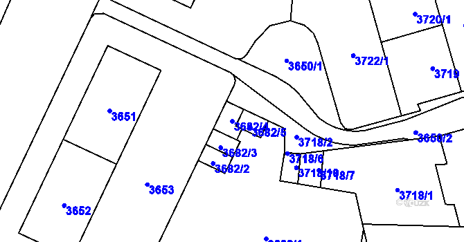 Parcela st. 3682/4 v KÚ Židenice, Katastrální mapa