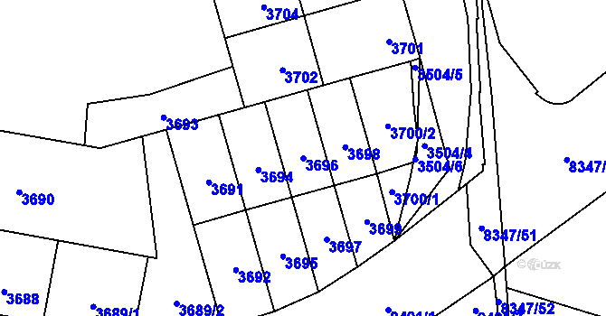 Parcela st. 3696 v KÚ Židenice, Katastrální mapa