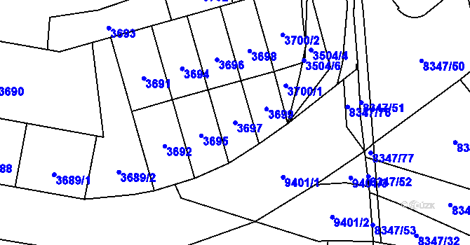 Parcela st. 3697 v KÚ Židenice, Katastrální mapa