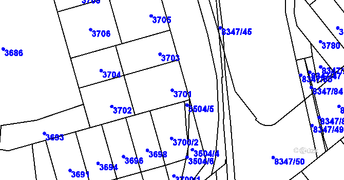 Parcela st. 3701 v KÚ Židenice, Katastrální mapa