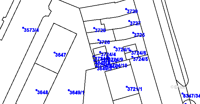 Parcela st. 3724/4 v KÚ Židenice, Katastrální mapa